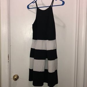 Pleated Black & White Dress